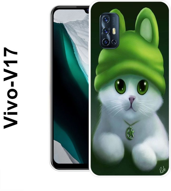 INDIALAND Back Cover for Vivo V17  (Green, White, Silicon)