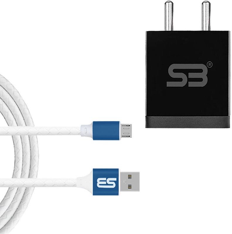 SB 12 W NA 3.4 A Mobile Wall Charger 12W with Micro USB Cable Charging Adapter Travel charger MIBLU-343 Charger with Detachable Cable  (Black, Cable Included)