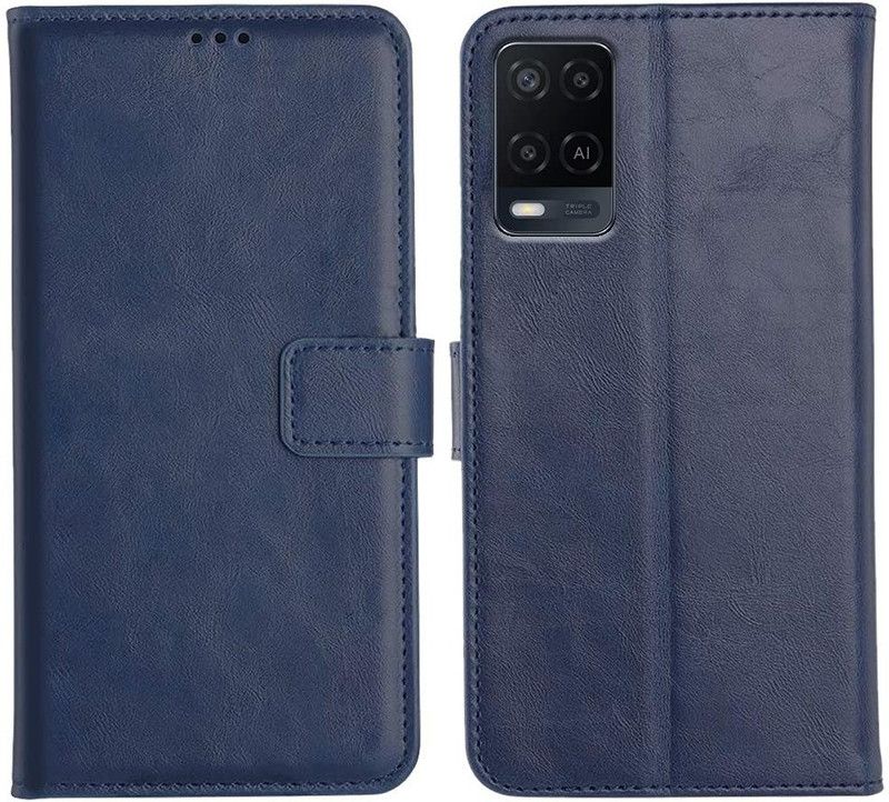 COVERNEW Flip Cover for OPPO A74 5G  (Blue, Dual Protection, Pack of: 1)