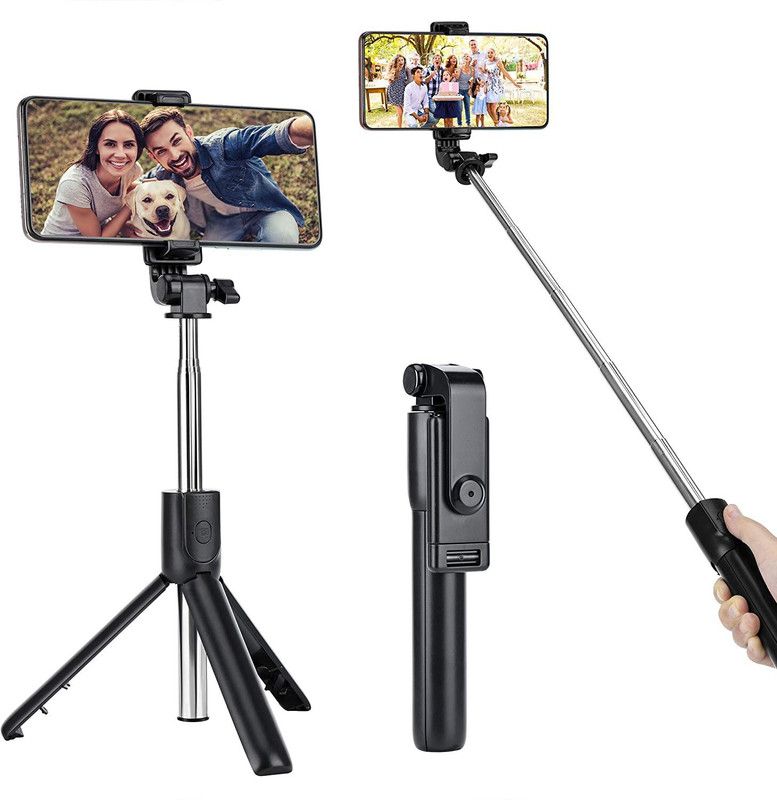 Sharp beak Selfie Stick Tripod, Extendable Selfie Stick with Detachable Wireless Remote and Tripod Stand Selfie Stick Bluetooth Selfie Stick  (Black, Remote Included)
