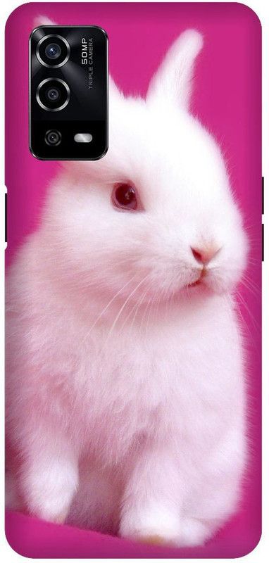 UMPRINT Back Cover for Oppo A55/CPH2325, Cute Rabbit Pink Printed Back Cover  (Multicolor, Hard Case, Pack of: 1)