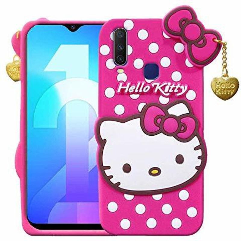 Moonlight Back Cover for Vivo Y11 Cute Hello Kitty Silicone with Pendant Back Case Cover  (Pink, Flexible, Pack of: 1)