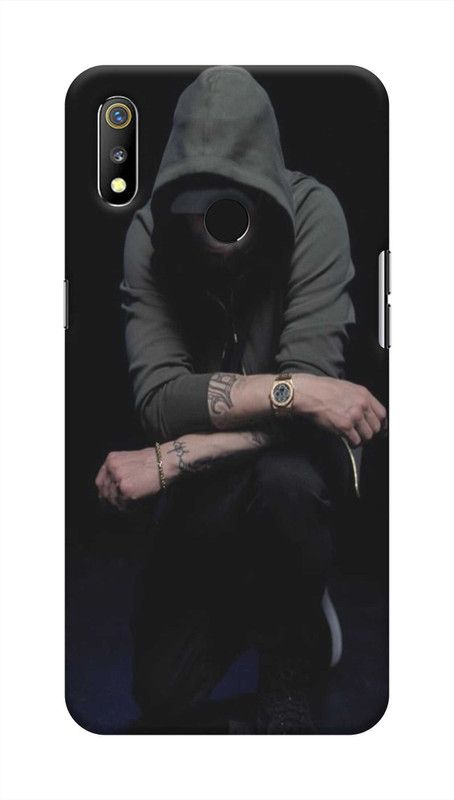 NICPIC Back Cover for Realme 3, Realme 3i  (Black, 3D Case, Pack of: 1)