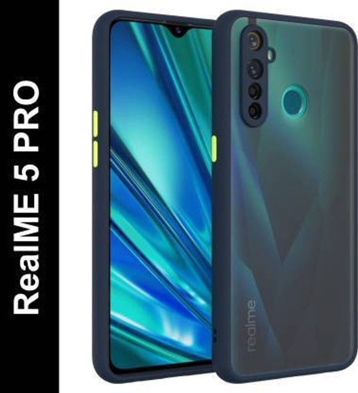vmt stock Back Cover for RealME 5 PRO (Blue, Grip Case)  (Multicolor, Dual Protection, Pack of: 1)