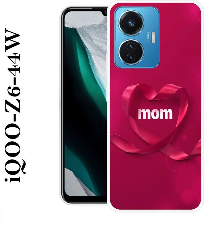 KUDI Back Cover for IQOO Z6 44W  (Pink, White, Silicon)