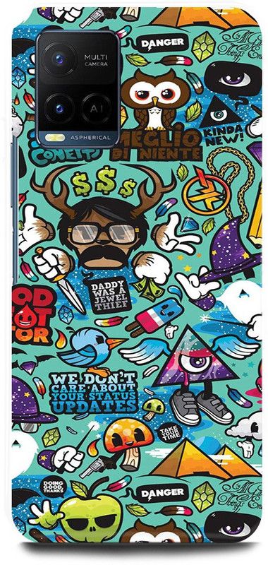 JUGGA Back Cover for Vivo Y21T, V2135, CARY, LOGOS, DESIGN, ART, ABSTRACT, ART  (Multicolor, Hard Case, Pack of: 1)