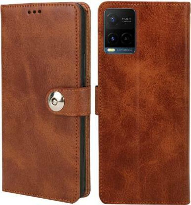 Mycos Flip Cover for Vivo Y21  (Brown, Dual Protection, Pack of: 1)