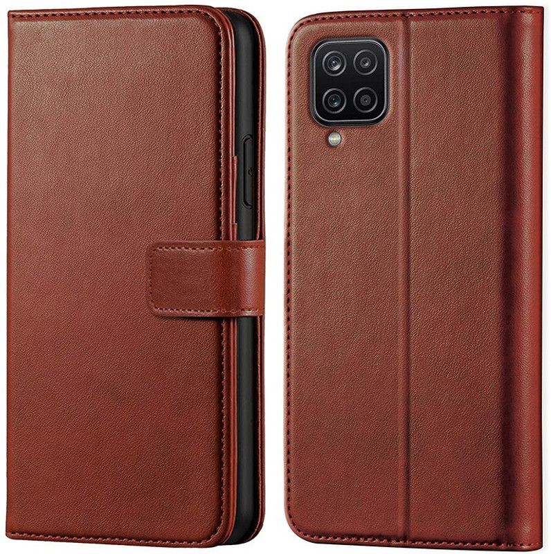 Rakulo Flip Cover for Samsung Galaxy F62  (Brown, Dual Protection, Pack of: 1)