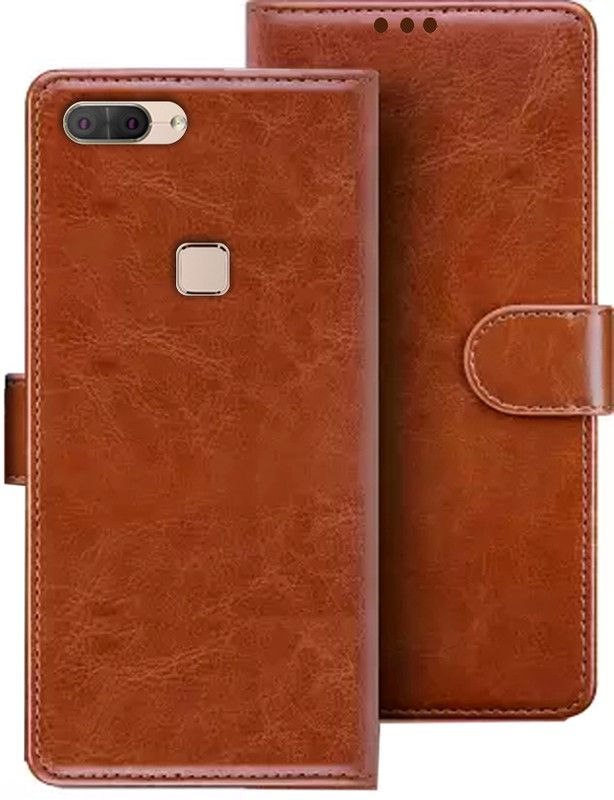 HANIRY Flip Cover for Lava Z90 flip cover | Z90 flip cover | Brown  (Brown, Magnetic Case)