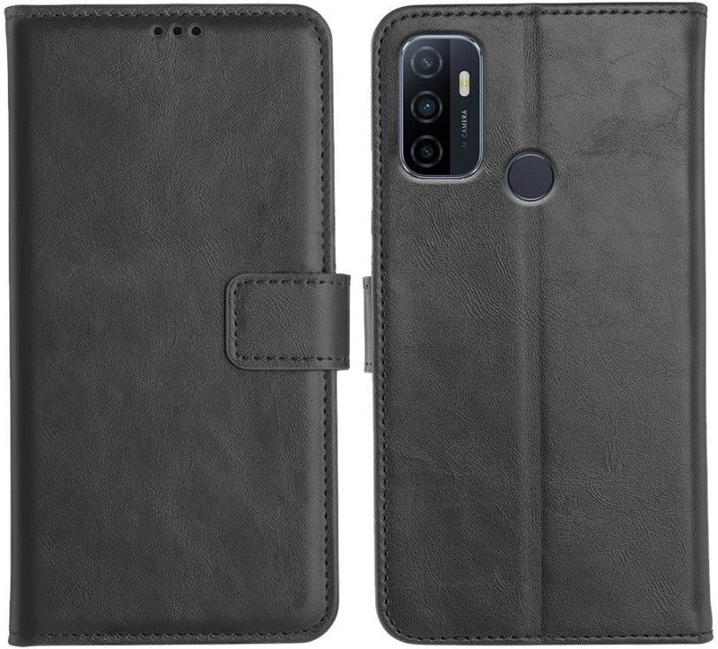 Orosky Flip Cover for Oppo A33  (Black, Dual Protection)