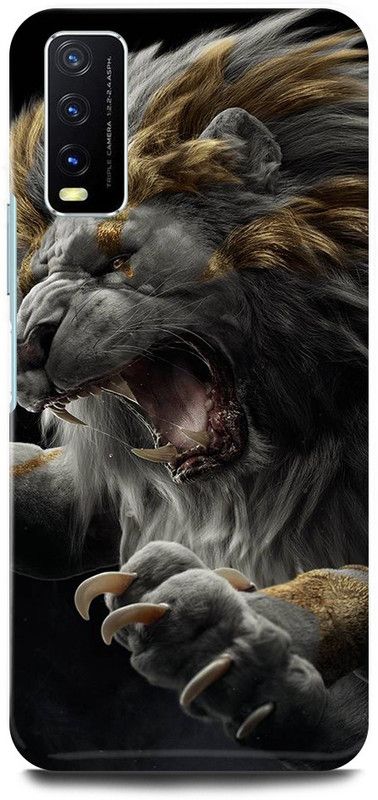 play fast Back Cover for Vivo Y12G, V2068 ANGRY, LION, SHER  (Brown, Hard Case, Pack of: 1)