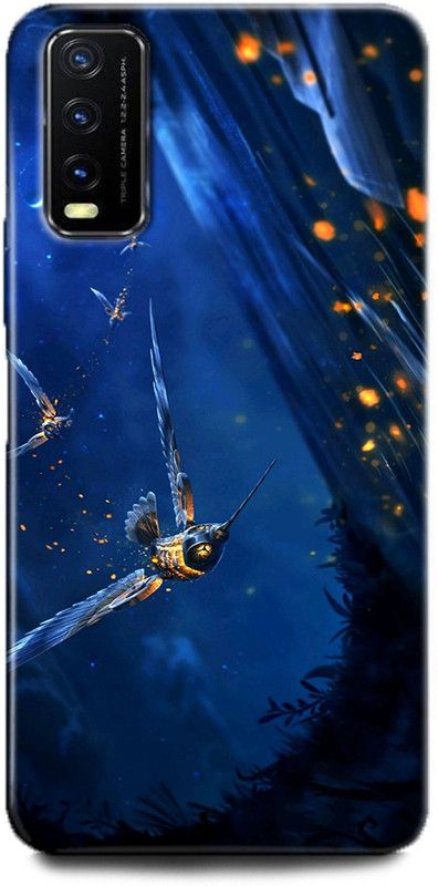 INDICRAFT Back Cover for Vivo Y12G, V2068 SPACE, GALAXY, STARS, BIRD, BLUE, NATURE,  (Multicolor, Dual Protection)