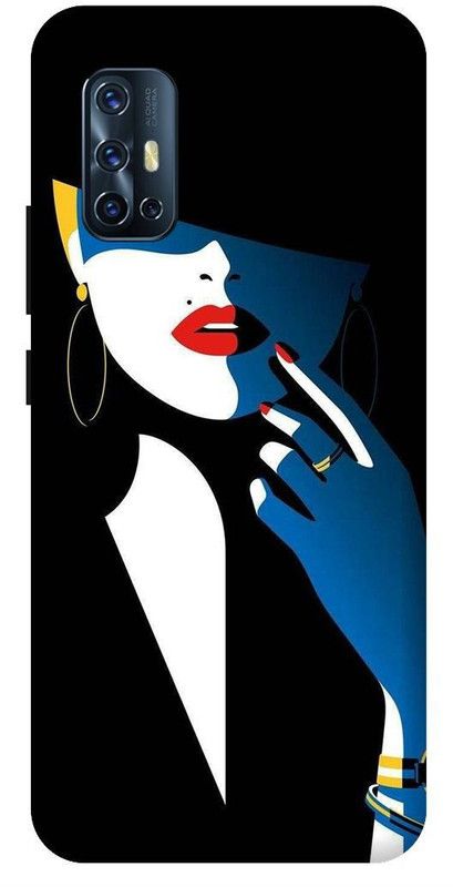 SSMORYA Back Cover for Vivo V17 Black Girl Printed Back Cover  (Multicolor, Waterproof, Pack of: 1)