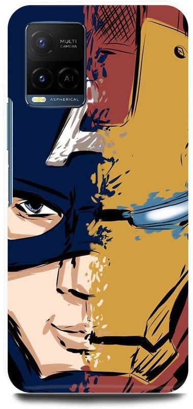 play fast Back Cover for Vivo Y33s, V2109 CAPTAIN, AMERICA, IRON, MAN, FACE  (Multicolor, Hard Case, Pack of: 1)