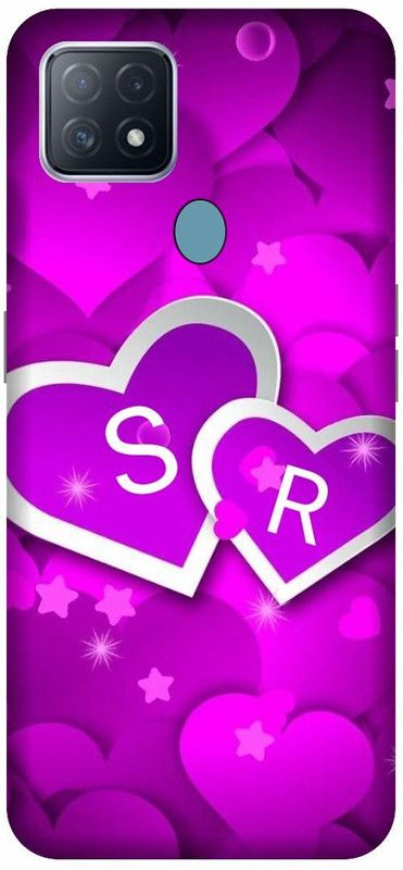3D U PRINT Back Cover for OPPO A15s ,CPH2179 , SR, S LOVES R, NAME, LETTER, ALPHABET, SR LOVE  (Pink, Hard Case, Pack of: 1)