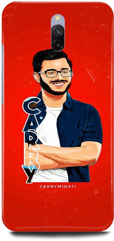 FRONK Back Cover for Redmi 8A Dual, CARRY, MINATI, YOUTUBER  (Red, Hard Case, Pack of: 1)