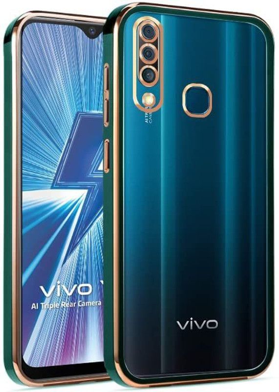 Urban Tech Back Cover for Vivo Y11 |Electroplated Silicon Golden Plating Crystal Clear Case|  (Green, Grip Case, Pack of: 1)