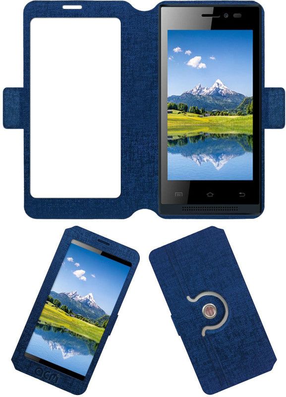 ACM Flip Cover for Intex Aqua Y2+ Plus  (Blue, Cases with Holder, Pack of: 1)