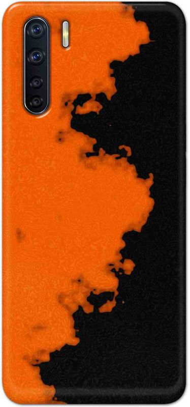 NDCOM Back Cover for OPPO F15 Orange Black Pattern Printed  (Multicolor, Hard Case)