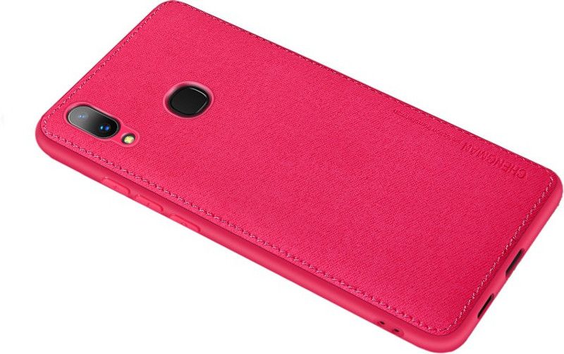 Vaku Back Cover for Vivo V9 Luxico Hand-Stitched Cotton Textile Ultra Soft-Feel  (Red, Shock Proof)