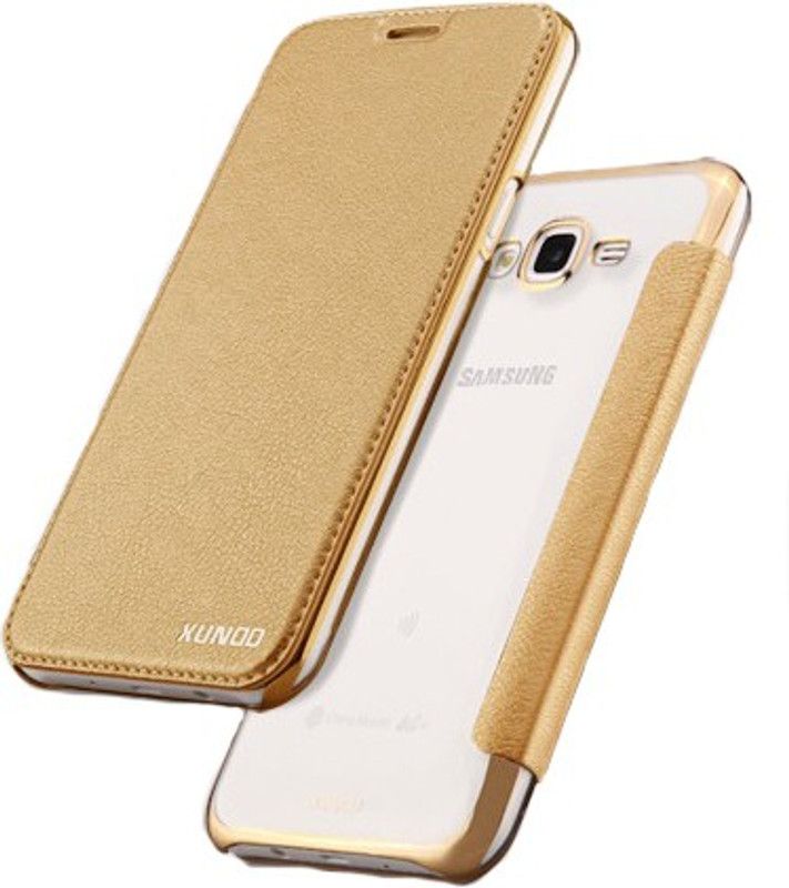 XUNDD Flip Cover for SAMSUNG Galaxy J7  (Gold, Pack of: 1)