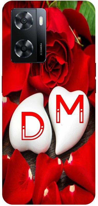 Dimora Back Cover for OPPO A 57e, D LOVES M NAME D NAME M LETTER ALPHABET D LOVE M NAME  (Red, Hard Case, Pack of: 1)