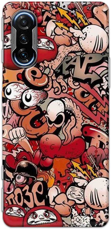 NDCOM Back Cover for POCO F3 GT Graffiti Cartoon Printed  (Multicolor, Hard Case, Pack of: 1)