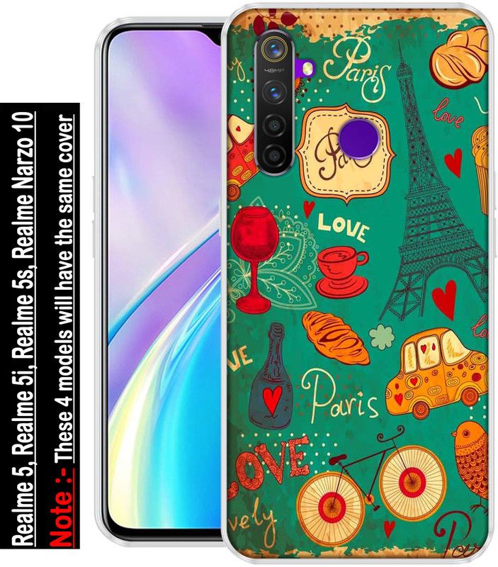 INDIALAND Back Cover for Realme Narzo 10, Realme 5, Realme 5i, Realme 5s  (Multicolor, Grip Case, Silicon)