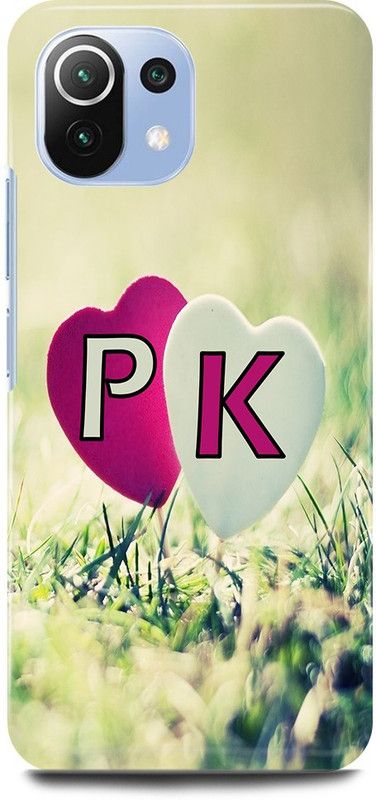 JUGGA Back Cover for Mi 11 Lite, P LOVES K NAME,P NAME, K LETTER, ALPHABET,P LOVE K NAME  (Green, Hard Case, Pack of: 1)
