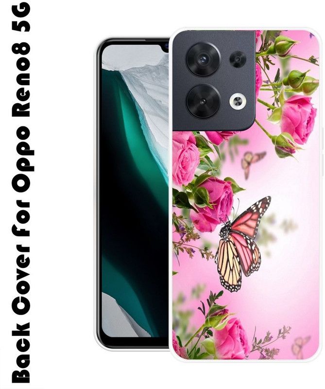 PINKLAND Back Cover for Oppo Reno8 5G  (Pink, Green, Grip Case, Silicon, Pack of: 1)
