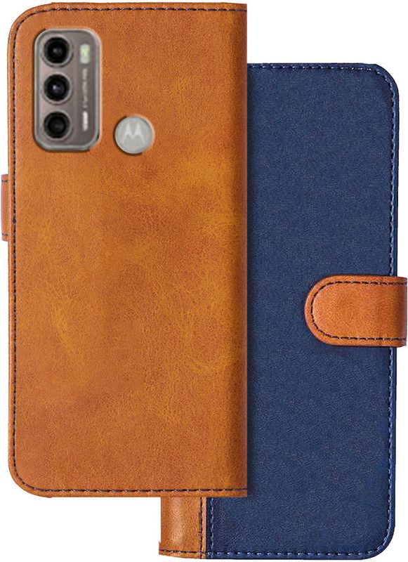Knotyy Flip Cover for MOTO G60, MOTOROLA G60  (Blue, Brown)