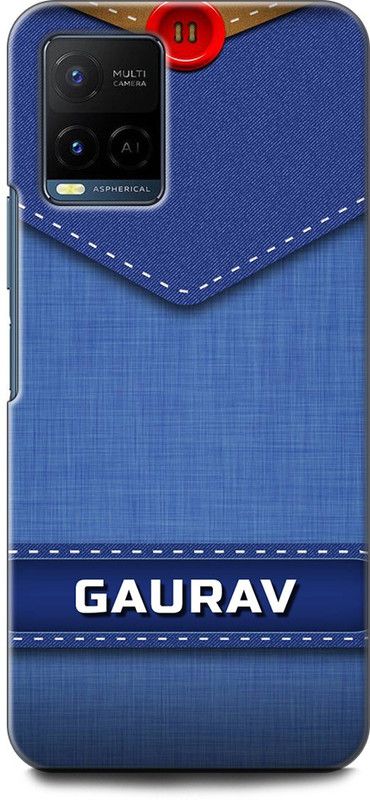 WallCraft Back Cover for Vivo Y21T, V2135 GAURAV NAME, G LETTER, BLUE, JEANS, ALPHABET, DESIGN  (Multicolor, Dual Protection, Pack of: 1)