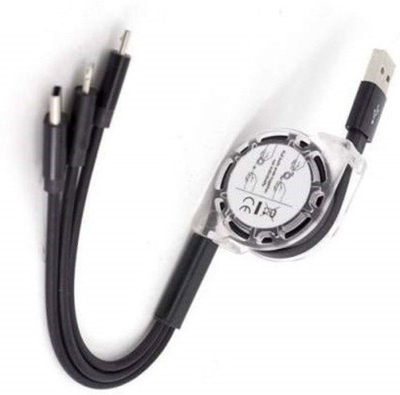 RHONNIUM USB Type C Cable 1.2 m Multiple Charging Cable -U7  (Compatible with iOS, Android, Black, One Cable)