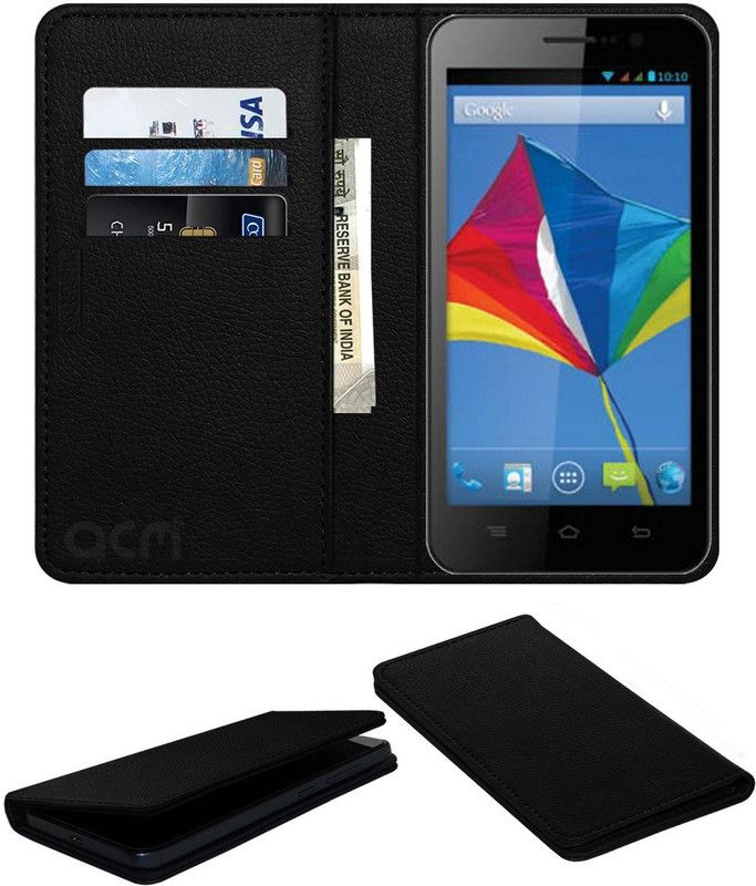 ACM Flip Cover for Videocon A55qhd  (Black, Cases with Holder, Pack of: 1)