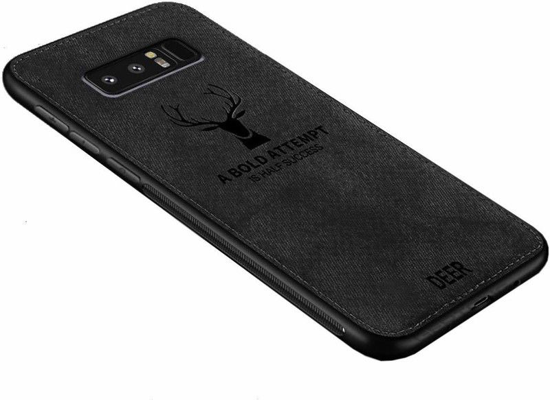 MOBILOVE Back Cover for Samsung Galaxy Note 8 | Deer Pattern Cloth Texture Leather Finish Soft Fabric Hybrid Case  (Black, Grip Case, Pack of: 1)