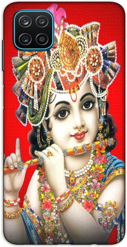 iprinto Back Cover for Samsung Galaxy A12 Krishna Lord Krishna Kanha Back Cover  (Red, Hard Case, Pack of: 1)
