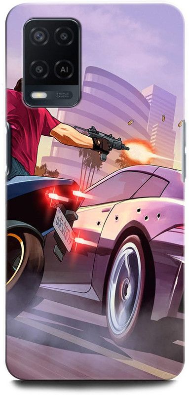 ORBIQE Back Cover for OPPO A54 2263 GTA VICE CITY, GAME, GUN, BIKE, CAR, GTAVICECITY GAME  (Multicolor, Hard Case, Pack of: 1)