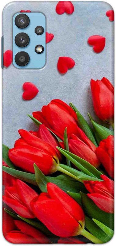 NDCOM Back Cover for Samsung Galaxy M32 5G Red Flowers Slimfit Printed  (Multicolor, Hard Case, Pack of: 1)