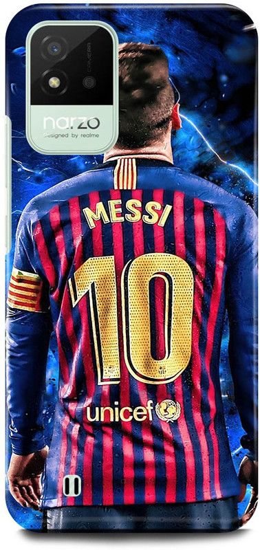 FUGGA Back Cover for realme Narzo 50i, MESSI, LIONEL, MESSI, 10, JERSEY, KING, OF, FOOTLBALL  (Blue, Hard Case)