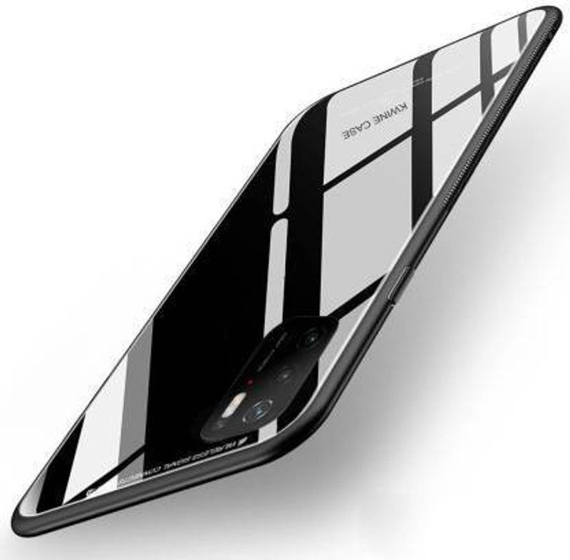 mobies Back Cover for POCO M3 PRO Luxurious Toughened Glass BACK COVER  (Black, Pack of: 1)