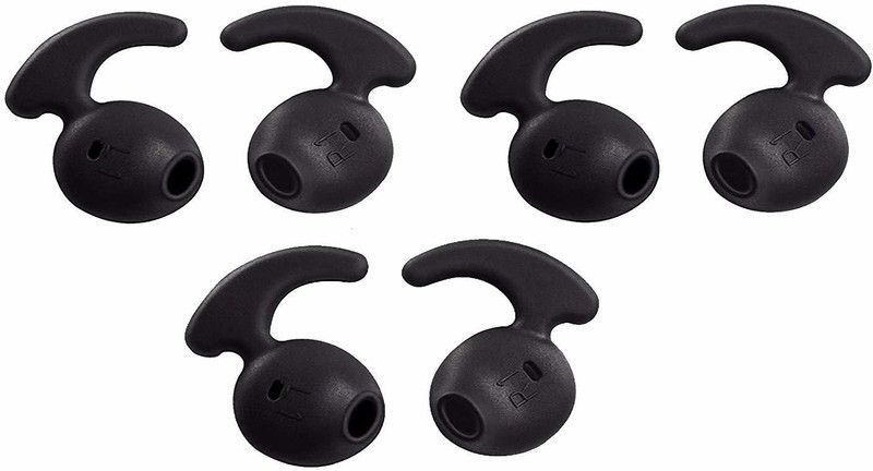 Somapa 6 pcs (3 Pair) Replacement Soft Silicone Eartips Covers Buds Hooks In The Ear Headphone Cushion  (Pack of 6, Black)