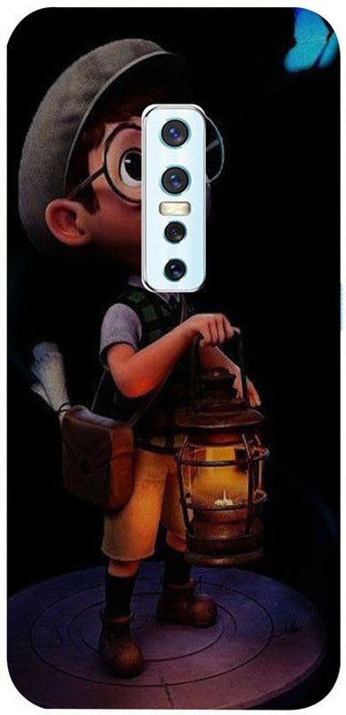 Skyhawk Back Cover for Vivo V17 Pro Blue Butterfly And Boy Cartoon  (Multicolor, Waterproof, Silicon, Pack of: 1)