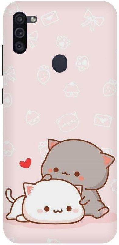 URCHIN Back Cover for Samsung M11 cute cat, cartoon, love cats, funny, sweet, love,  (Multicolor, Shock Proof, Pack of: 1)