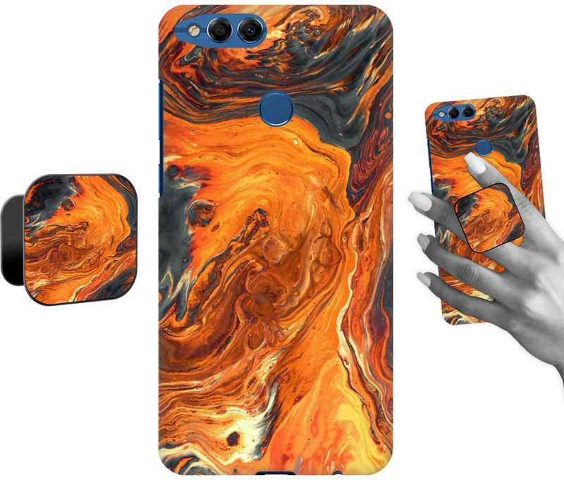 COBIERTAS Back Cover for Honor 7X  (Yellow, Grey, Cases with Holder, Pack of: 2)