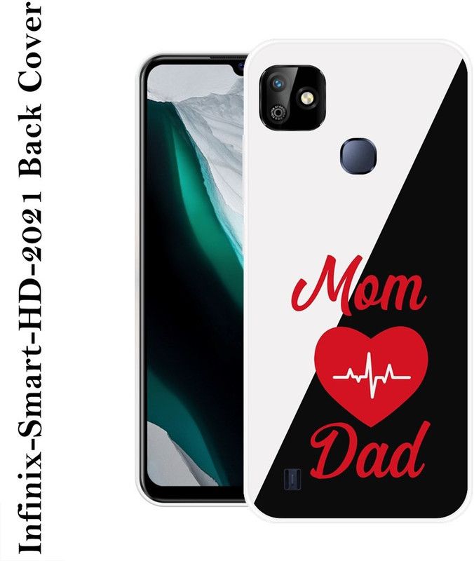 INDIALAND Back Cover for Infinix Smart HD 2021  (Black, White, Silicon)
