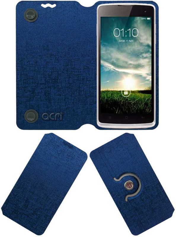 ACM Flip Cover for Oppo Yoyo  (Blue, Cases with Holder, Pack of: 1)