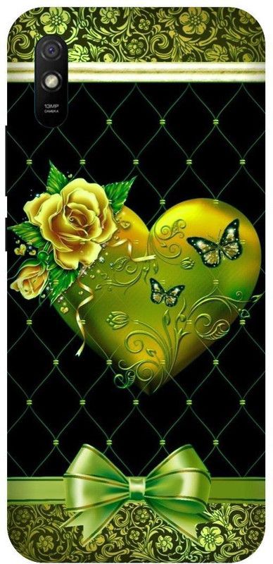 PHONE WALEY.COM Back Cover for Redmi 9i ,MZB080UIN , Flower, Red Roses,Abstract,Texture,Colourful Love Couples,Printed  (Green, Hard Case, Pack of: 1)