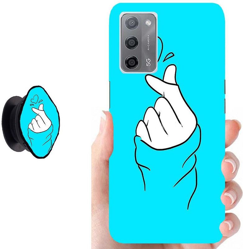 Hello Case Back Cover for Oppo A53s 5G, Oppo A55 5G, Oppo A85  (Blue, White, Cases with Holder, Pack of: 2)