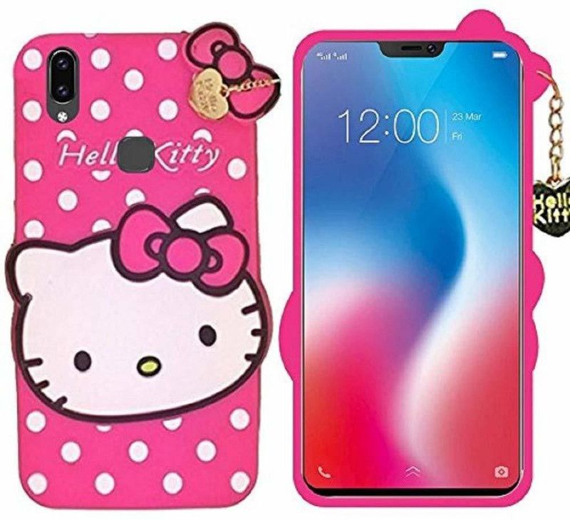 TKTHUB Back Cover for vivo y83 pro Cute Hello Kitty case Soft Silicon With Pandant  (Pink, Shock Proof, Pack of: 1)
