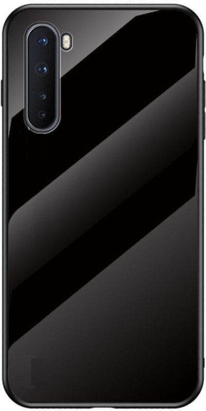 KHR Back Cover for OnePlus Nord Marble Design Tempered Glass Back Cover with Soft Edge TPU Full Protective Case  (Black, Shock Proof)